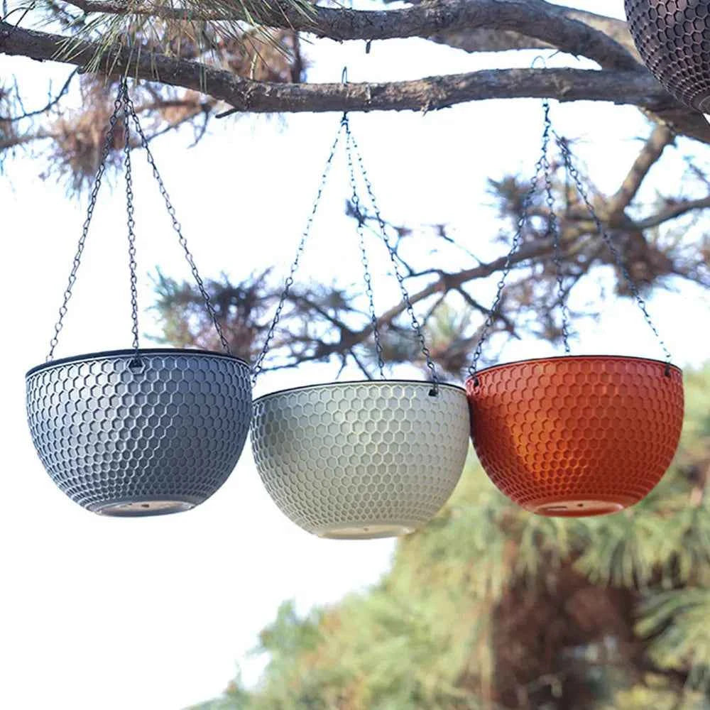 Hängekorb Blumentopf Kunststoff, 2er-Set, rund