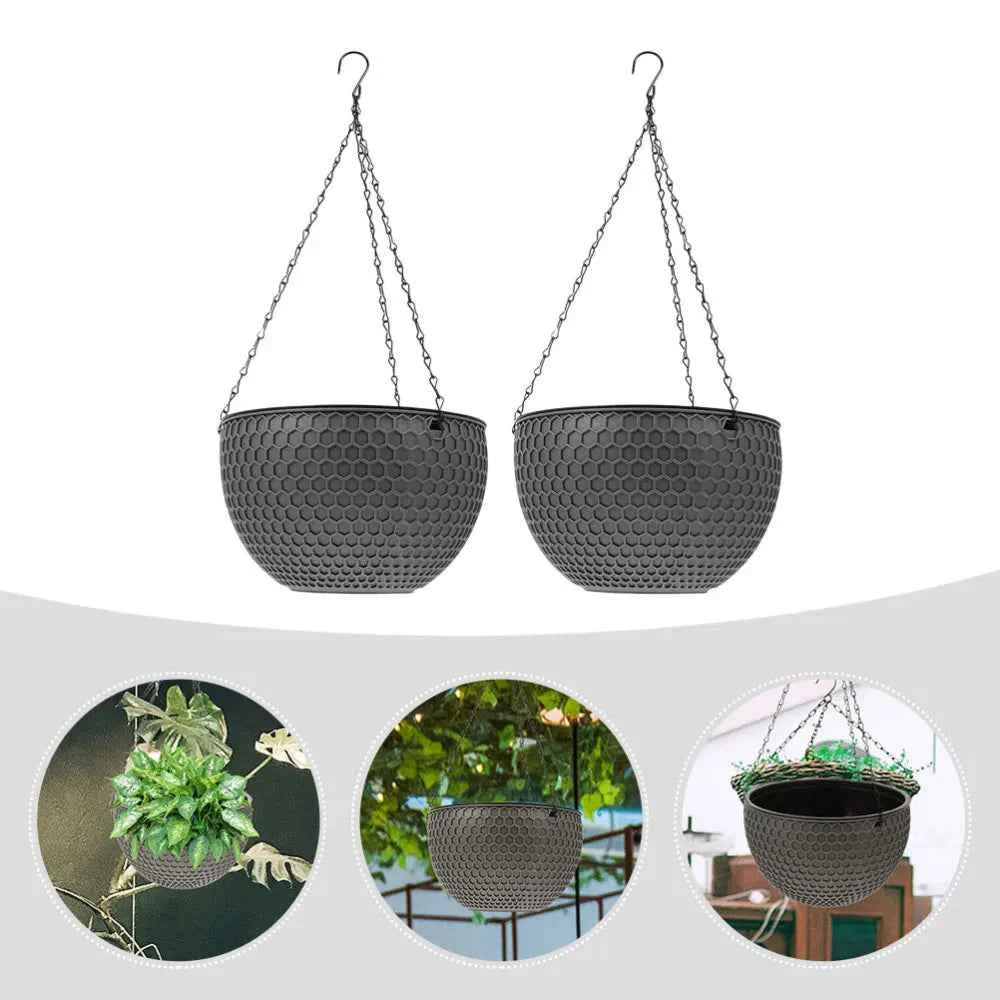 Hängekorb Blumentopf Kunststoff, 2er-Set, rund