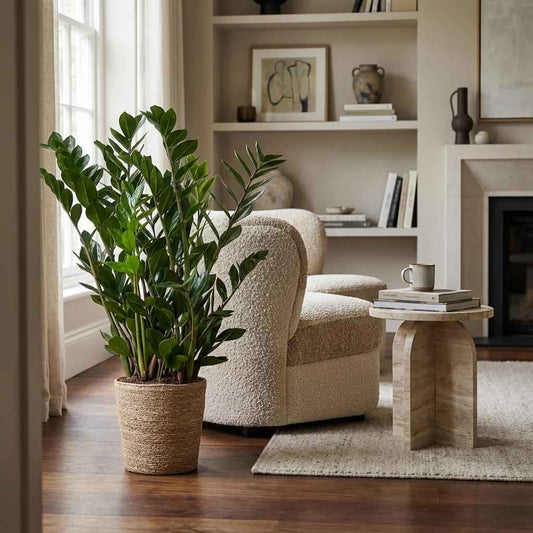 Zamioculcas Zamiifolia mit Zeegras-Korb natur  - 80cm - Ø21