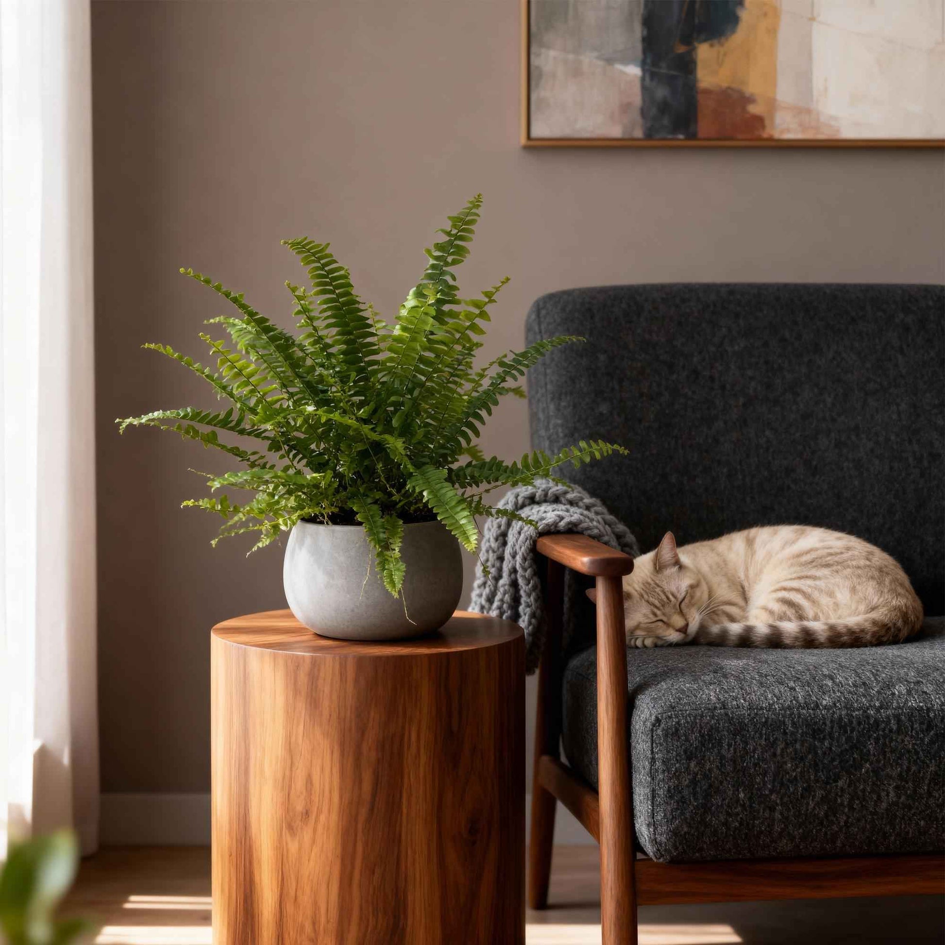 Green boutiQ - Zimmerpflanze - Nephrolepsis exaltata Green Lady - Farn - Haustierfreundlich - Grün - 4 Pflanzen - Topf 12cm - Höhe 28-30cm