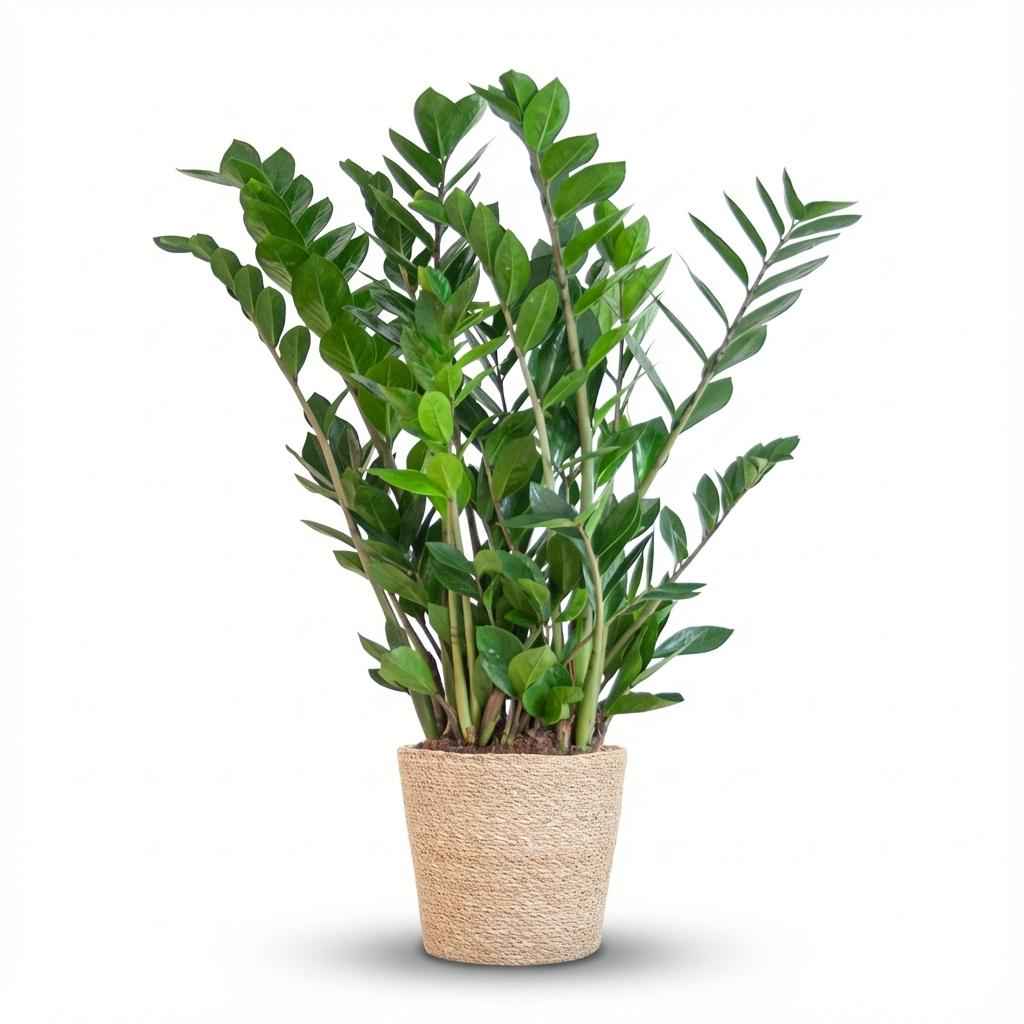 Zamioculcas Zamiifolia mit Zeegras-Korb natur  - 80cm - Ø21
