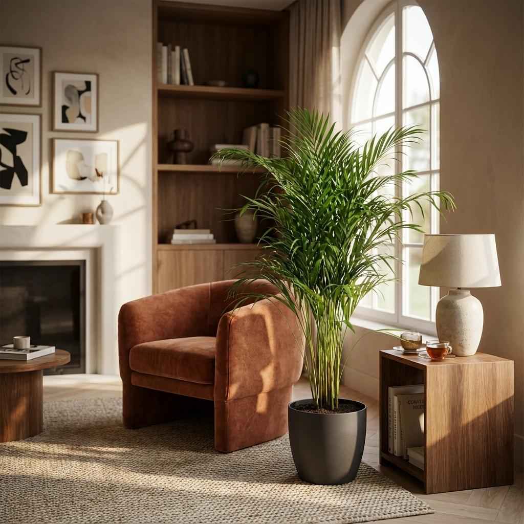 Areca Palm (Dypsis) mit Potter Grau - 100cm - Ø21